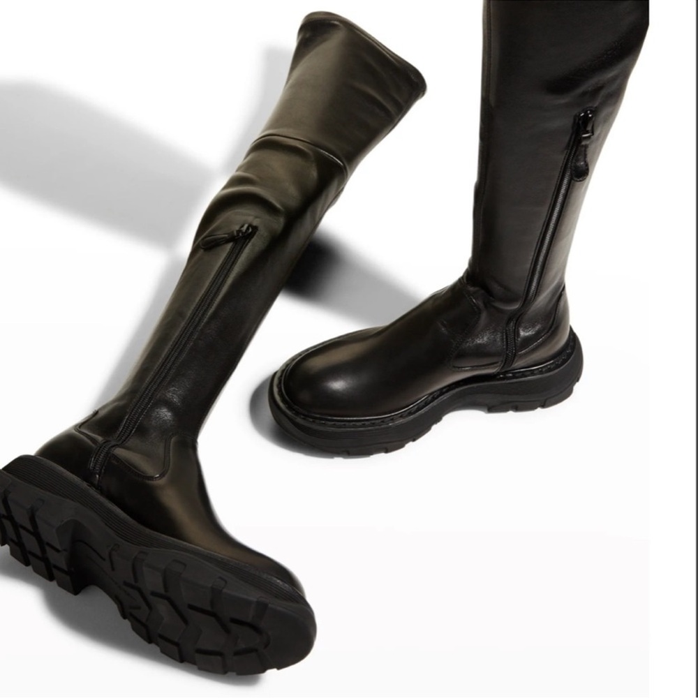 ALEXANDER MCQUEEN Tread Leather Over-The-Knee Boots Size 36 - Picture 4 of 16